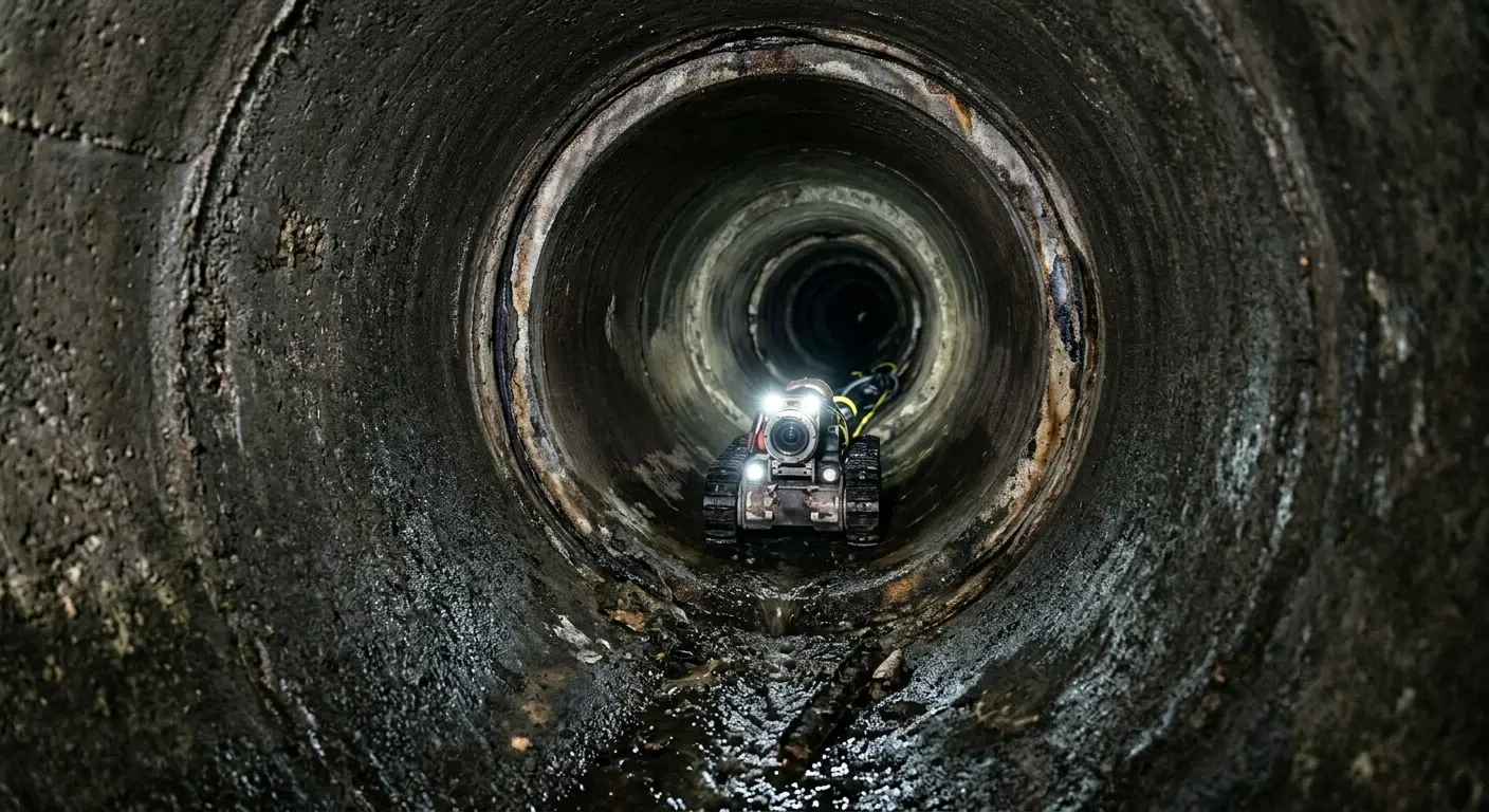 Robotic sewer camera inspecting pipe interior for Sewer Line Repair in Topanga